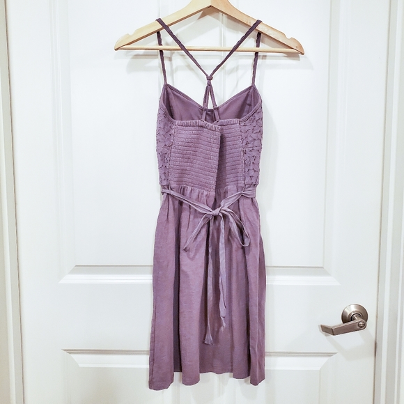 AEO Purple Floral Lace Smocked Mini Dress - Picture 2 of 6